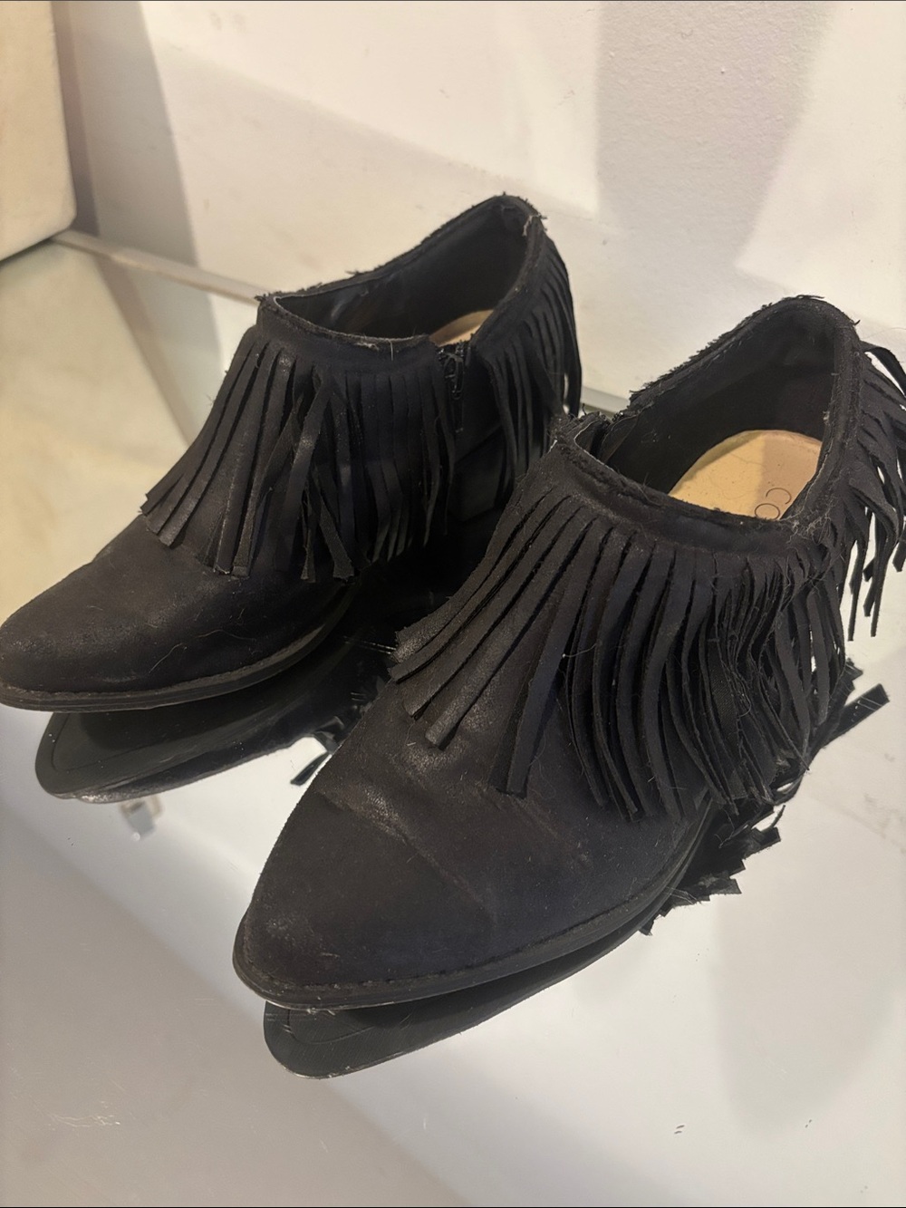 Coconuts by Matisse Black Fringe Mules